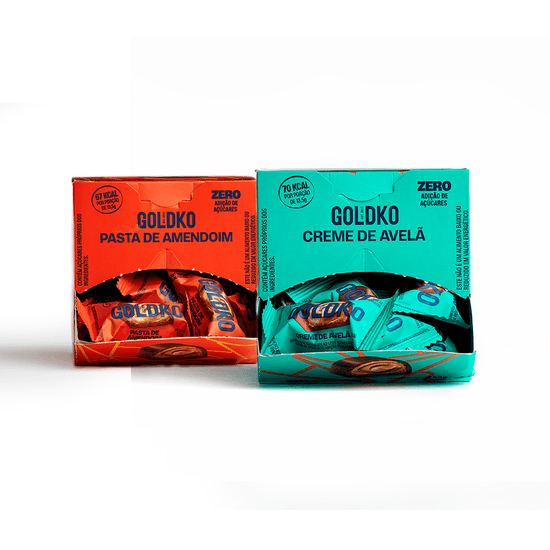 Kit Bombons Pasta de Amendoim e Creme de Avelã zero adição de açúcares - 18 bombons por caixa