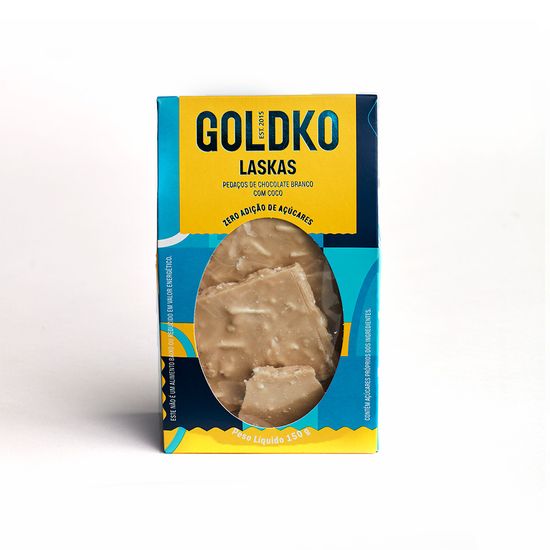 Laskas de chocolate branco com pedaços de coco zero adição de açúcares 150g