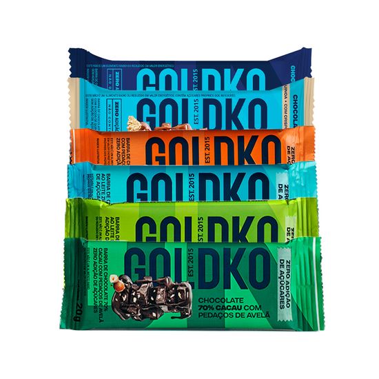 Kit Degustação - Barras de chocolate zero adição açúcares 20g