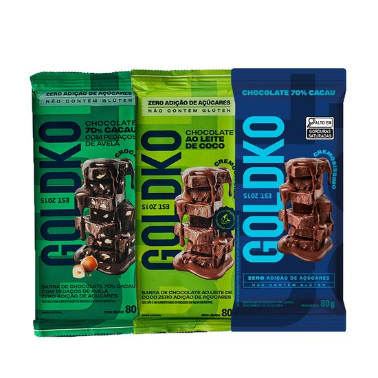 Trio Vegano - Barras de chocolate zero adição de açúcares 80g