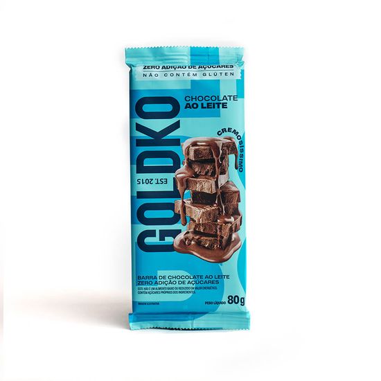 Barra de chocolate ao leite zero adição de açúcares 80g