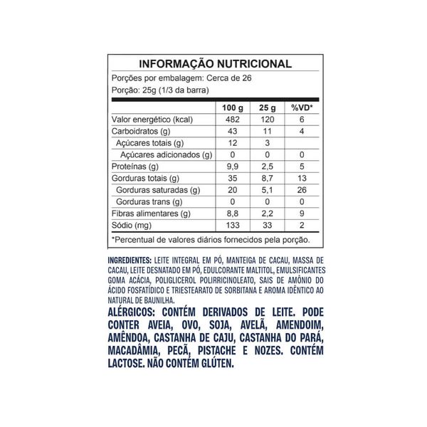 Kit Barras de chocolate ao leite e branco com cookies zero adição de açúcares 80g