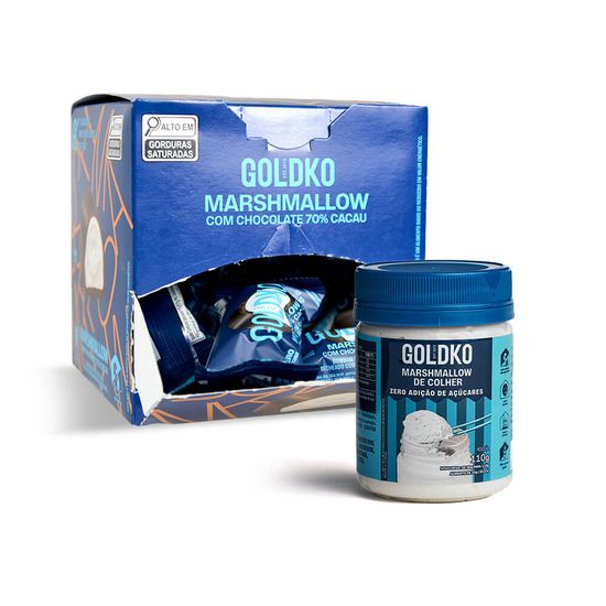 Potinho Marshmallow + Caixa de bombom marshmallow 70% cacau zero adição de açúcares
