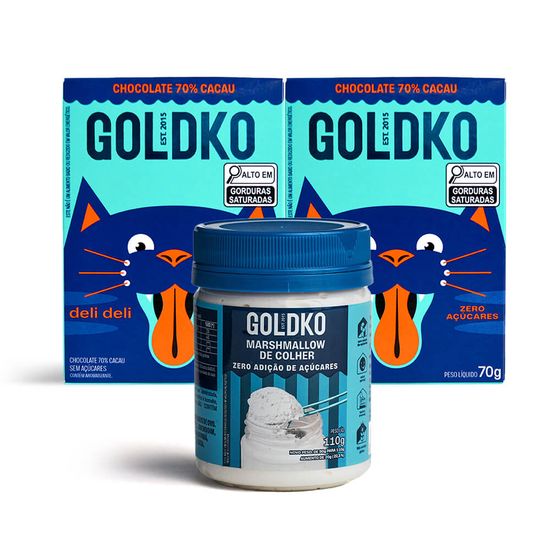 Potinho Marshmallow + 2 Deli Deli 70% cacau zero adição de açúcares