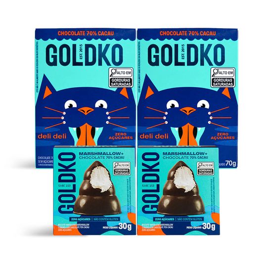 2 Musas 70% cacau + 2 deli deli 70% cacau zero adição de açúcares