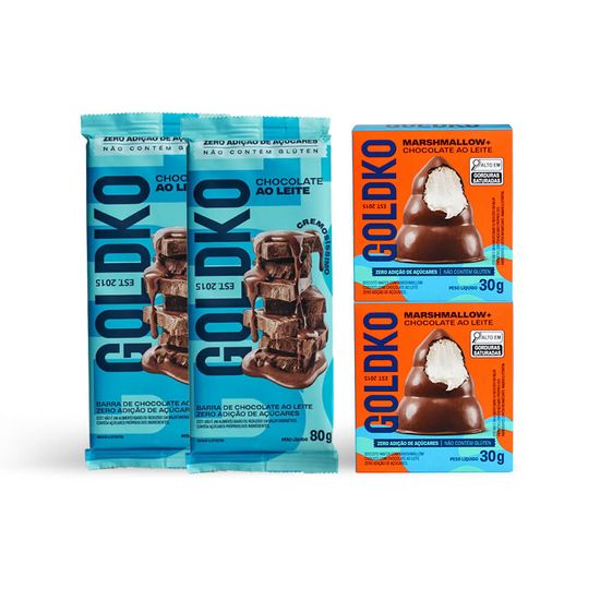 Kit Barras e Musas de chocolate ao leite zero adição de açúcares