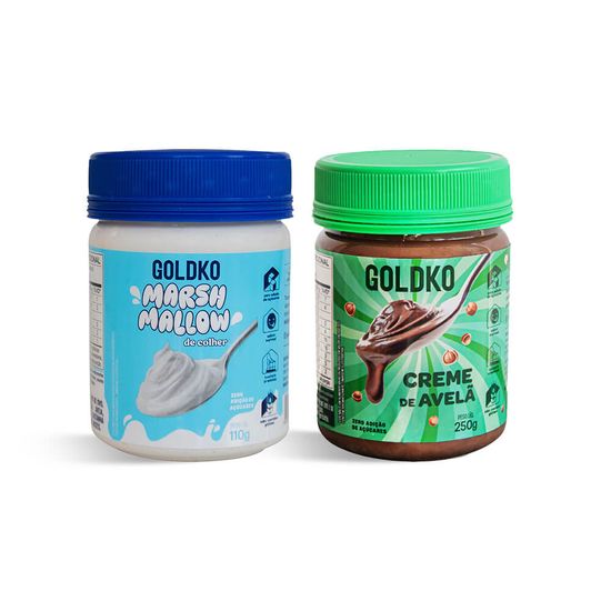 Potinho Marshmallow + Pote Creme de Avelã zero adição de açúcares