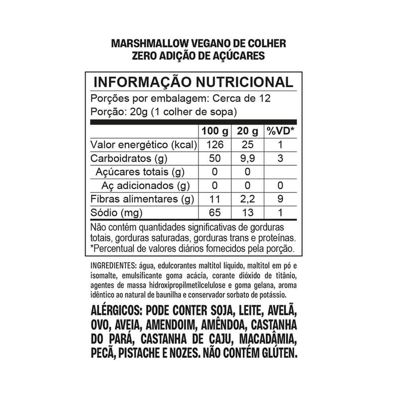 Pote-Marshmallow-Vegano-tabela-nutricional