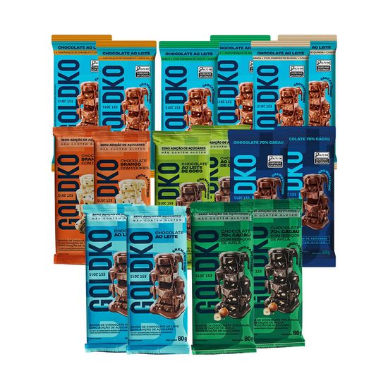 Kit Todos os Sabores Barras de Chocolate GoldKo 80g