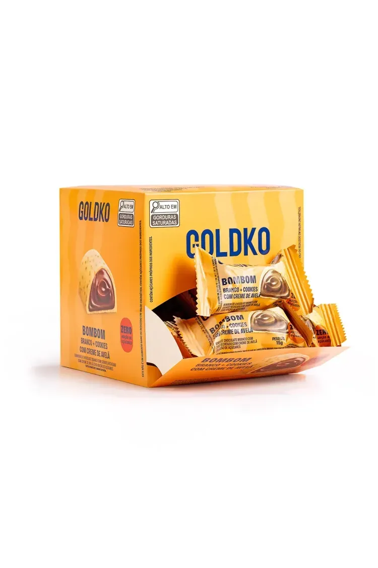 Caixa Bombom Branco Avelã Zero Açúcar | GoldKo