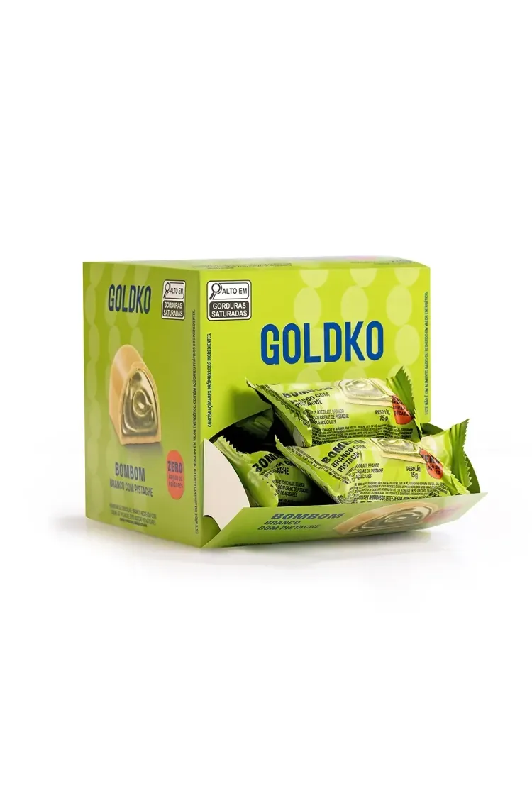 Caixa Bombom Branco Pistache Zero Açúcar | GoldKo
