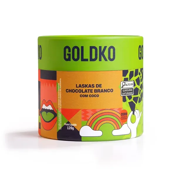 Laskas de chocolate branco com pedaços de coco zero adição de açúcares 120g