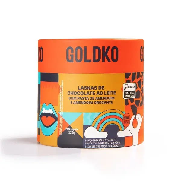 Laskas de chocolate ao leite com pasta de amendoim e amendoim crocante zero adição de açúcares 120g