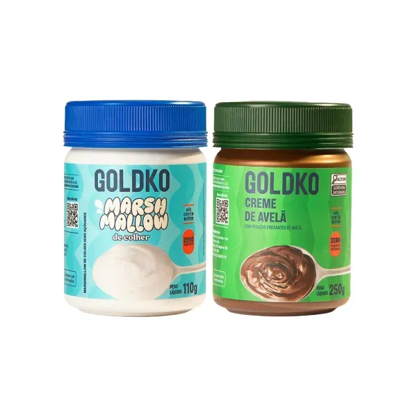 Potinho Marshmallow + Pote Creme de Avelã zero adição de açúcares