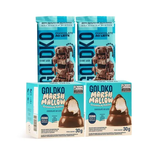 Kit Barras e Musas de chocolate ao leite zero adição de açúcares