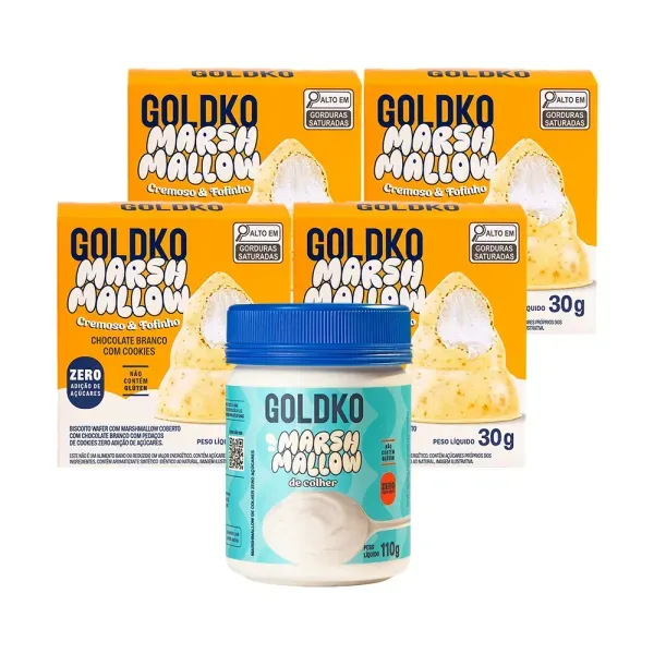 Potinho Marshmallow + 4 musas Chocolate branco com cookies zero adição de açúcares