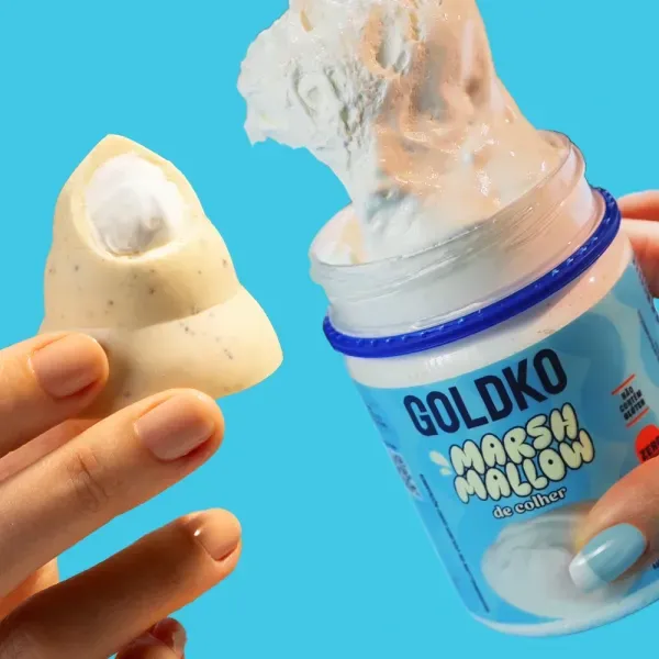 Potinho Marshmallow + 4 musas Chocolate branco com cookies zero adição de açúcares